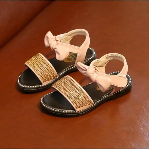 2020 New New Girls Sandals Bow Girls Shoes Princess PU Fashion Children Sandals Summer Kids Sandals Size 27-36