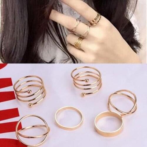 New fashion hotspot unique punk womens six ring suit for womens accessories gifts