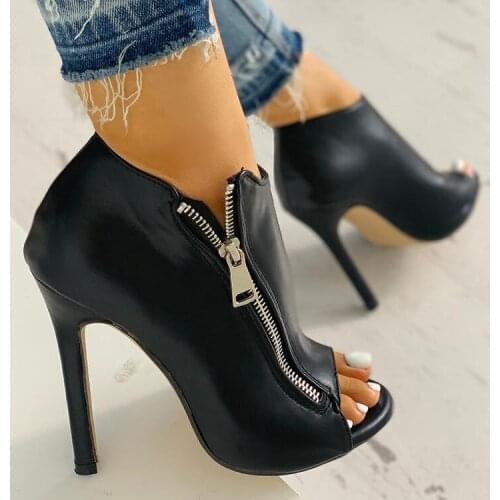 New Women summer Thin High Heels 11cm Zipper Peep Toe gladiator pumps office sandals party shoes