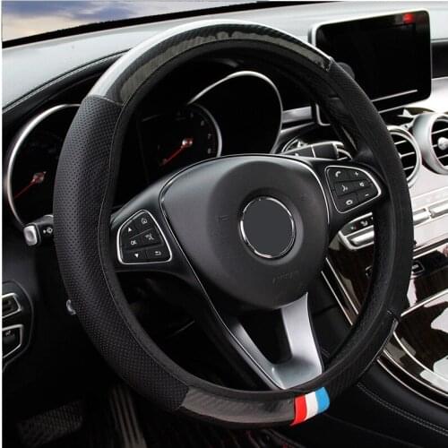 Round/D Type Car Steering-wheel Cover No Inner Ring Crystal Carbon Fiber For TOYOTA-COROLLA Verso For PEUGEOT-206 CC For AUDI-A4