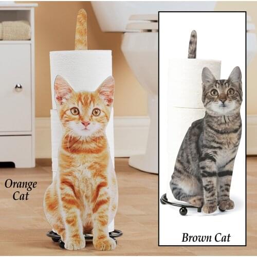 Pañuelos Roll Paper Holder Creative Cat Shaped Toilet Paper Storage Rack Simulation Kitten Metal Paper Stand Gift For Cat Lover