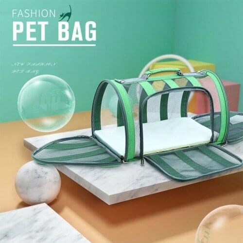 Cat Supplies Fully Breathable Transparent Mesh Portable Cat Bag Portable Foldable Pet Outing Handbag Pet Travel Bag