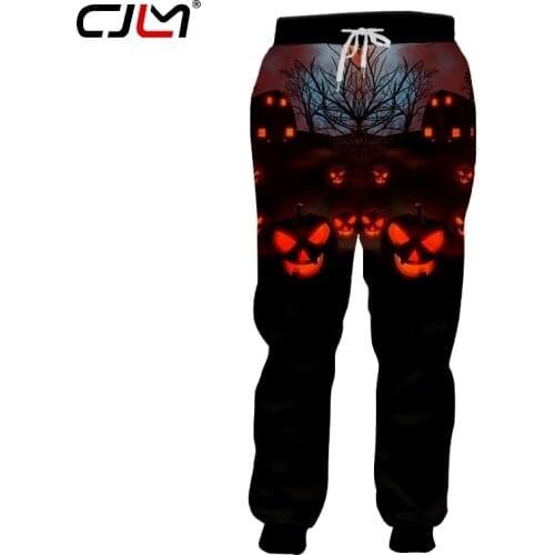 CJLM Man Happy Halloween Sweatpants Horrible Red Eyed Pumpkin Trousers 3D Printed Hot Sale High Quality Mens Pants