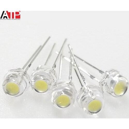 50PCS 5mm Straw Hat LED Diode Super Bright White 0.3W 0.5W 0.75W F5 Power 0.5W Light Emitting Diode Red Yellow Green Blue Warm