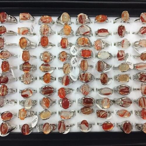Womens Charm Rings Agate Stone Ring Mixed Size 20pcs/lot