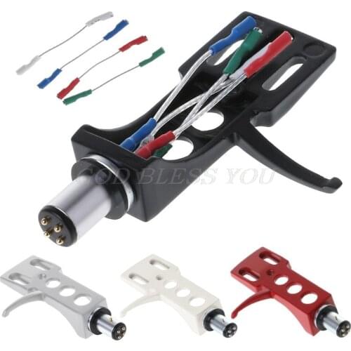 1 Set 4Colors Metal Turntable Headshell Mount Universal LP Phono Cartridge Replacement Phonograph Head Holder Stylus Lead Wire