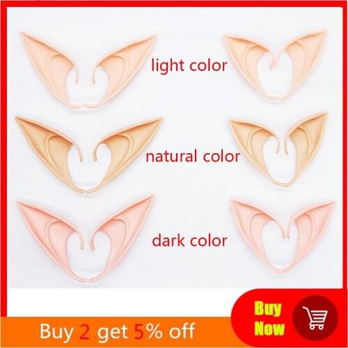 1 Pair Halloween Party Skin Color Pointed Elven Elf Ears Anime Fairy Cosplay Costume Props Vampire Soft Latex Christmas Gifts