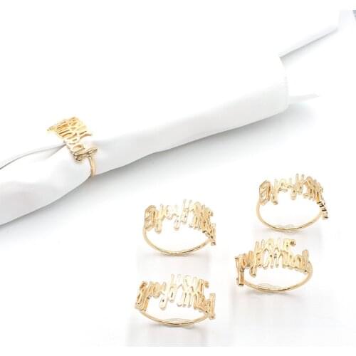 10 / PCS new products enjoy your food custom personalized alloy napkin ring table decoration napkin ring