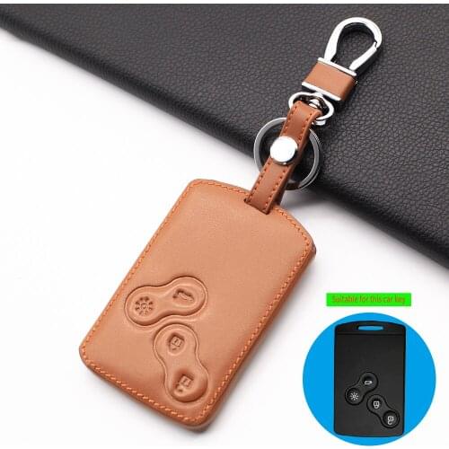 4 buttons Hot Sale 100% Leather Key Case Cover Protector For Renault Clio Megane Logan 2 3 koleos Scenic Card Car-Styling