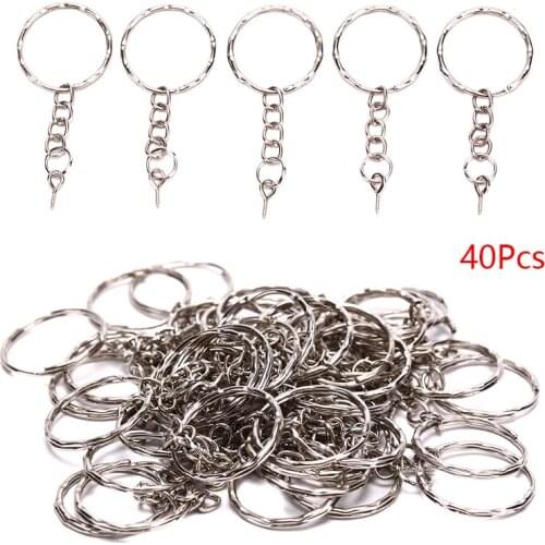 40Pcs /set Polished Screw Eye Short Chain Split Ring Connector Hook For DIY Bag Accessories Wholesale