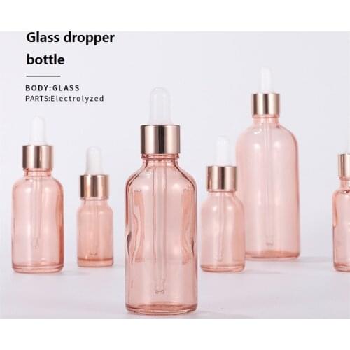 5ml 10ml 15ml 20ml 30ml 50ml 100ml Rose Pink Essential Oil Glass Dropper Bottle with Rose Gold Cap 5pcs/10pcs