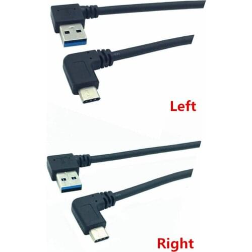 90 degree Left right Angle USB 3.0 Type-A Male to90 degree Left Angle USB3.1 Type-C Male USB Data Sync & Charge Cable Connector