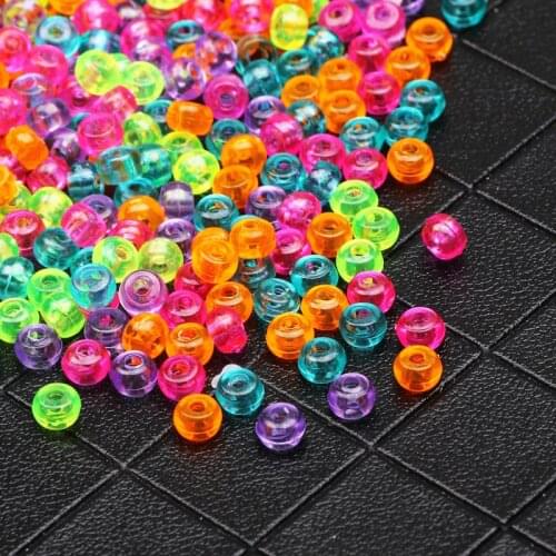 Acrylic Transparent Mixing Color Round Beads Large Hole Plastic Spacer Beaded DIY Clothing Accessories Bracelet Jewelry Making