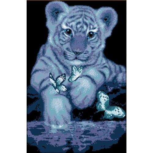 5D DIY Diamond Painting "Blue Tiger Animal" Embroidery Full Square Diamond Cross Stitch Rhinestone Mosaic Painting Decor Gift