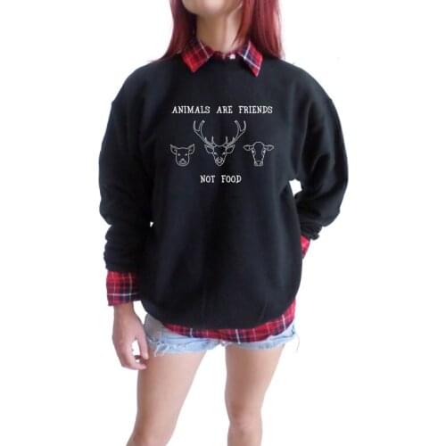 Animals are Friends Crewneck Sweatshirt Cute jumper long sleeve spring winter casual tops Vegan sweatshirt vegetarian top
