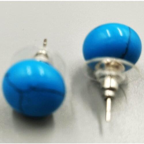 Free Shipping Women Fashion Jewelry 12mm Howlite Round Beads Stud Earrings C5214