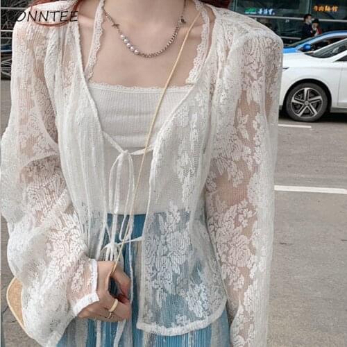 Blouses Women Summer Girlish Loose Thin Sun-proof Clothing Elegant Lady Ulzzang Korean Style Soft All-match Daily Casual Female
