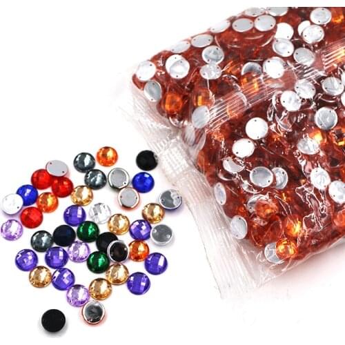 Big Bag Wholesale 6mm / 8mm / 10mm / 12mm / 15mm High Quality Round Acrylic Flatback Sew On Rhinestones Diy Clothing Accessories
