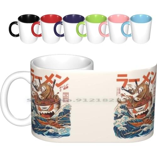 The Great Ramen Off Kanagawa Ceramic Mugs Coffee Cups Milk Tea Mug Japan Japanese Retro Oldschool Vntage Food Ramen Lamen Kaiju