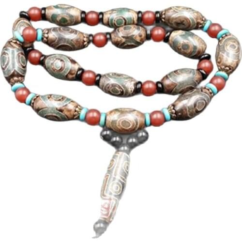Tibetan Agate Nine Eye Beads, Chalcedony Beads Necklace Sweater Chain Jewelry