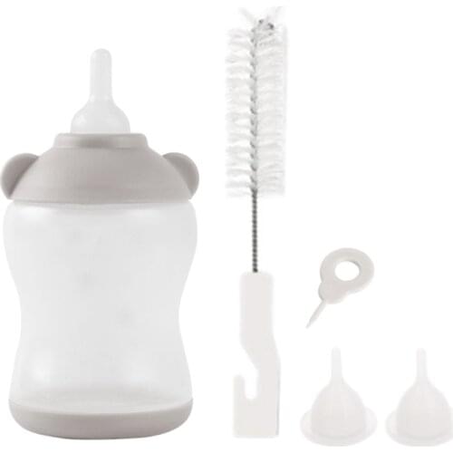 100ml Puppy Kitten Feeding Bottle Kit Pet Milk Bottle Feeder With Cleaning Brush Q0KA