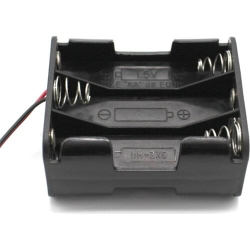 Black 6 AA Battery Holder Box Case With Switch New 6 AA 2A Battery Holder Box Case 7.2 9V battery holder
