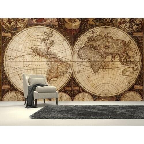 Custom childrens wallpaper,Vintage World Map,3D cartoon murals for the living room bedroom childrens room wall papel de parede