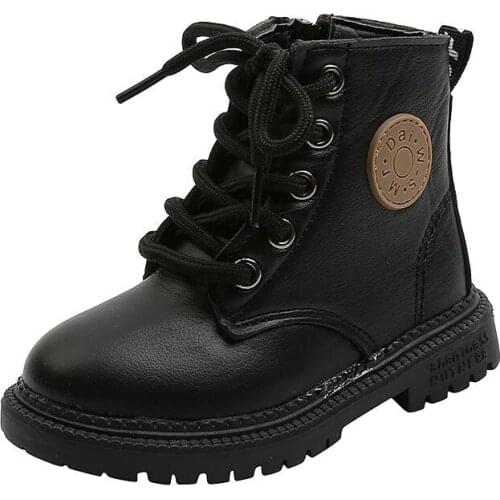 Children Plush Warm Shoes For PU Leather Girls Kids Martin Boots Autumn Winter New Toddler Baby Outdoor Walking Short Boots