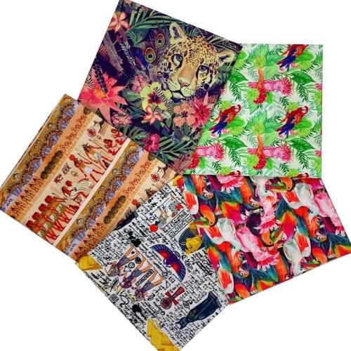 Jungle Leopard Parrot Cacatuidae Polyester Cotton Material Patchwork Sewing Quilting Clothing Tablecloth Handbag Puppet Fabric