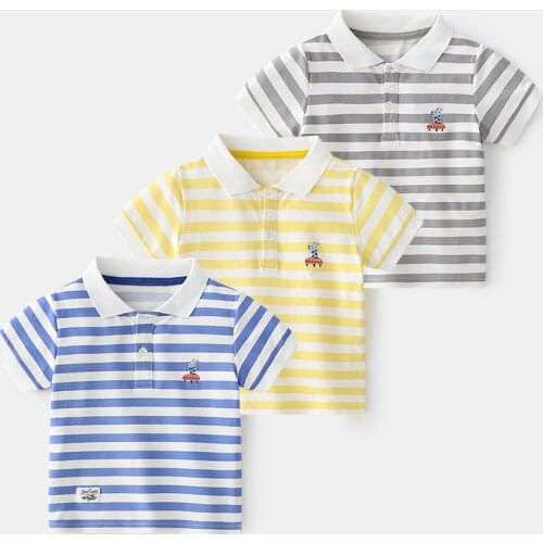 Boys T-shirt short-sleeved summer 2021 baby Korean striped tops childrens T-shirts new summer half-sleeved POLO shirts
