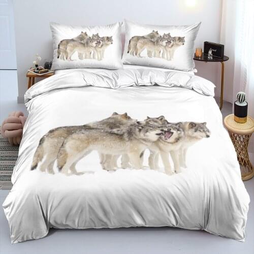 Duvet Cover Sets Wolves Europe Size,USA Size Digital Printing Comforter Covers Bed Linen 3pcs Bedding Set White 260x220cm Twin