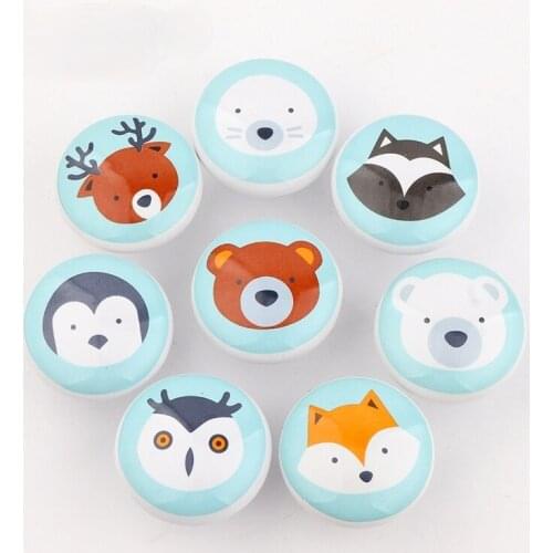 Children Room Creative Handles Simple European Ceramic Knob Lovely Cartoon Animal Handle Drawer Kitchen Cabinet knobs