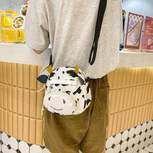 Summer New Fashion Bag Women Lovely Cartoon Cow Creative Shoulder Bag Nylon Crossbody Bags Women Small Messenger Bag Bolso Mujer
