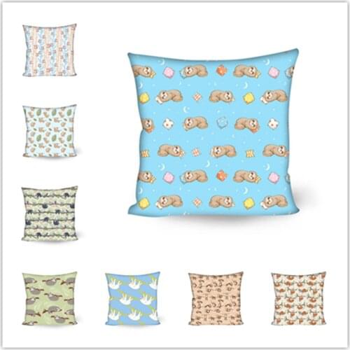 Cute Cartoon Lazy Sloth Pillow Case for Children Room Sofa Home Decor Lovely Animal Print Pillowcase Soft Plush Cushion Cover