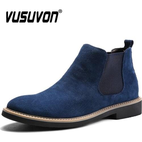Size 38-46 Fashion Men Boots Autumn Winter Leather Shoes for Male Comfortable Suede Chelsea Boots Classic Mens Casual Shoes