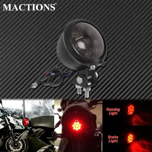 Motorcycle Adjustable Cafe Racer Style Red 12V LED Brake Stop Tail Light Rear Running Lamp For Harley Chopper Bobber Touring XL