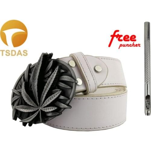 Mans Fashion 3D Leaves Metal Belt Buckle Mens Jeans accessories Silver Metal Buckle Fit 4cm Width Belt