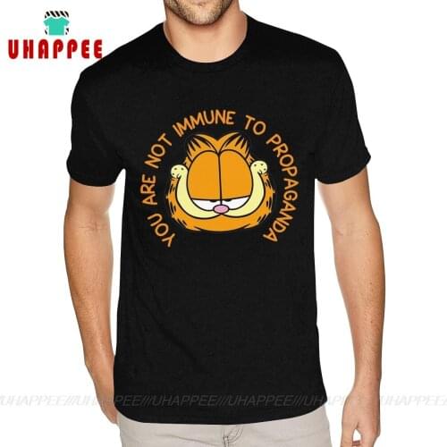 Art Garfield You Are Not Immune To Propaganda T-shirts Short Sleeve For Mens Over Size Black Tees Shirt
