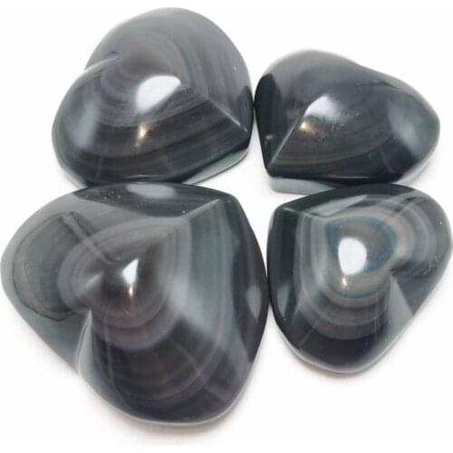 New1PCS 43-80MM Natural Ice Rainbow Obsidian Crystal Hearts Shape Quartz Stones Specimen Crystals Healing Gifts Home Decor Reiki
