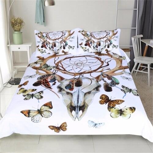 New Boho Dreamcatcher Bedding Set Rams Horn Butterfly Polyester Duvet Cover Sets Twin Queen King Size 3PCS Beddings Bedspreads