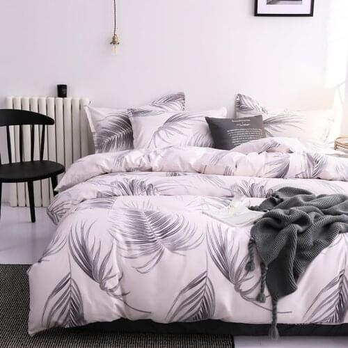 Feather Grey White Modern Europe Style Luxury Comforter Bedding Set Fashion King Queen Twin Size Bed Linen Duvet Cover Sets Gift
