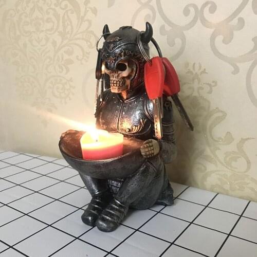 Home Decor Viking Ornament Skull Pattern Resin Skull Candle Holder Key Jewelry Storage Rack For Halloween Props Home Ornament