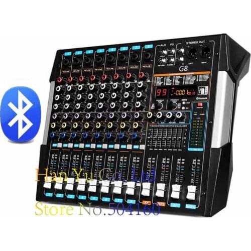 Pro 8-channel Bluetooth mixer stage wedding outdoor performance reverberation effect adjustment