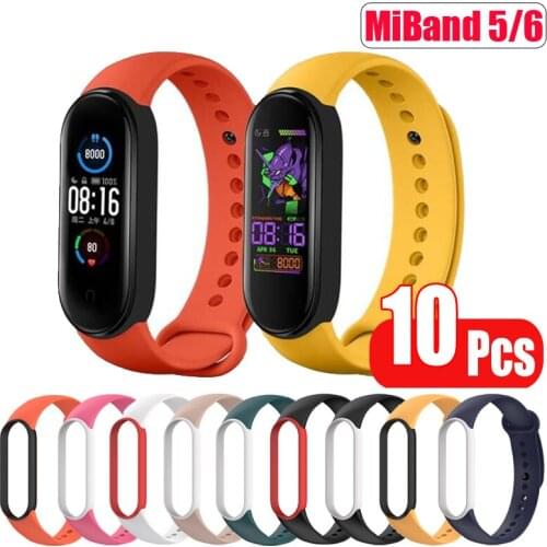 10Pcs/Pack Strap For Xiaomi Mi Band 6 Bracelet Mi band 5 Strap Silicone Wristband Correa For Xiaomi MiBand 5 6 Smart Bracelet