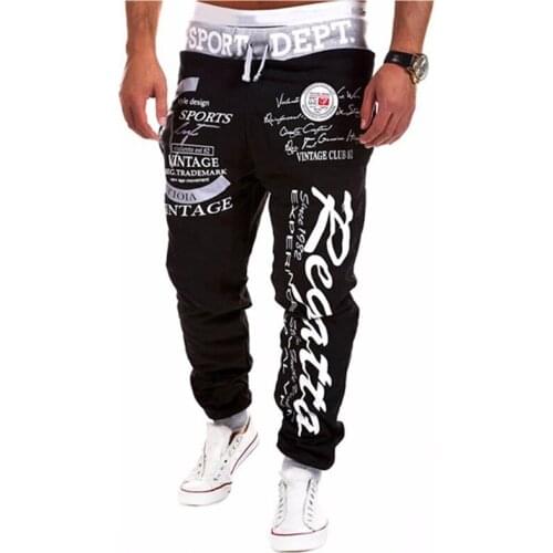 Fitness Pants Men Letter Print Pants Hip Hop Joggers Pants Male Trousers Mens Joggers Solid Pants Sweatpants Large size