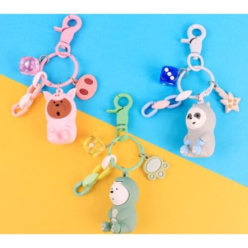 Cute Cartoon Doll Piggy Keychain Creative Dice Anime Keyring Airpods Cover Car Bag Pendant Key Ring Gifts