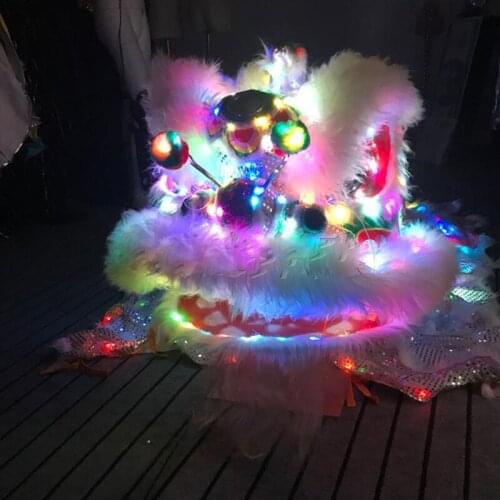 Colourful led light white lion costume chinese folk dance show costumes party event cosplay costume
