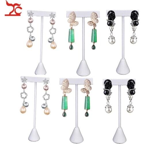 6Pcs White PU Earring Jewelry Display Rack Earring Tree T Bar Display Holder Stud Organizer Storage Showcase Stand 13.5cm