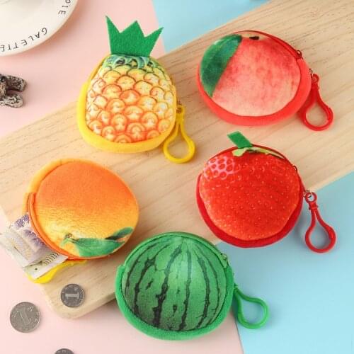 All kinds of fruits wallet little girl purse Apple watermelon strawberry wallet key USB chain money coin bag holiday gift