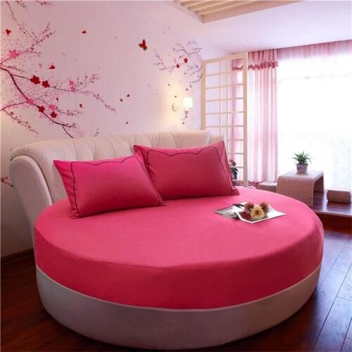 High Quality Solid Color 100% Cotton Round Fitted Sheet Bed Cover Mattress Topper 200/220cm